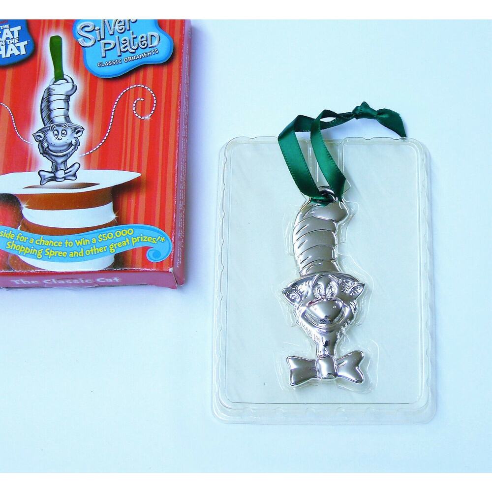 Dr Suess Christmas Ornament Cat In The Hat Silver Plate Classic Figure New Box